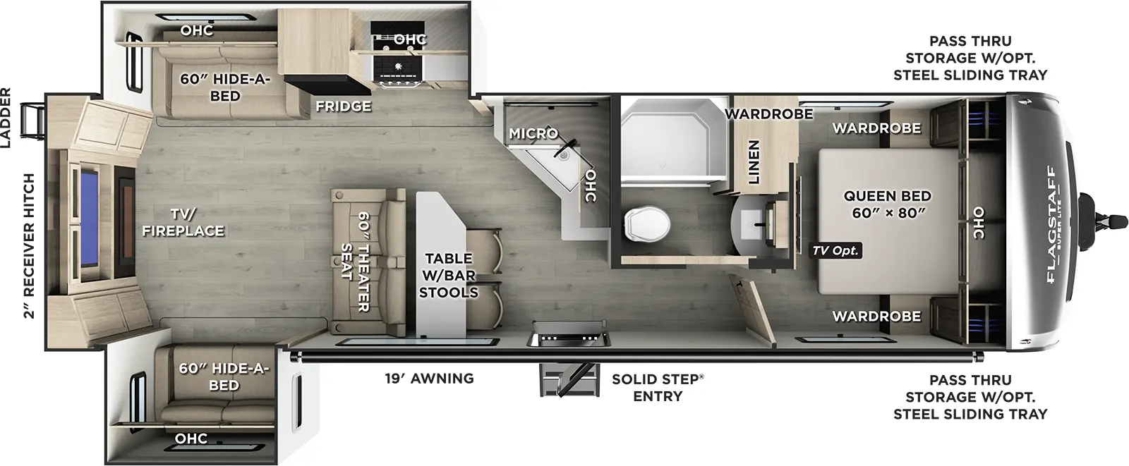Flagstaff Super Lite Travel Trailers 29SRL Floorplan